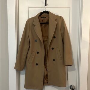 Women's Tan Double-Breasted Coat